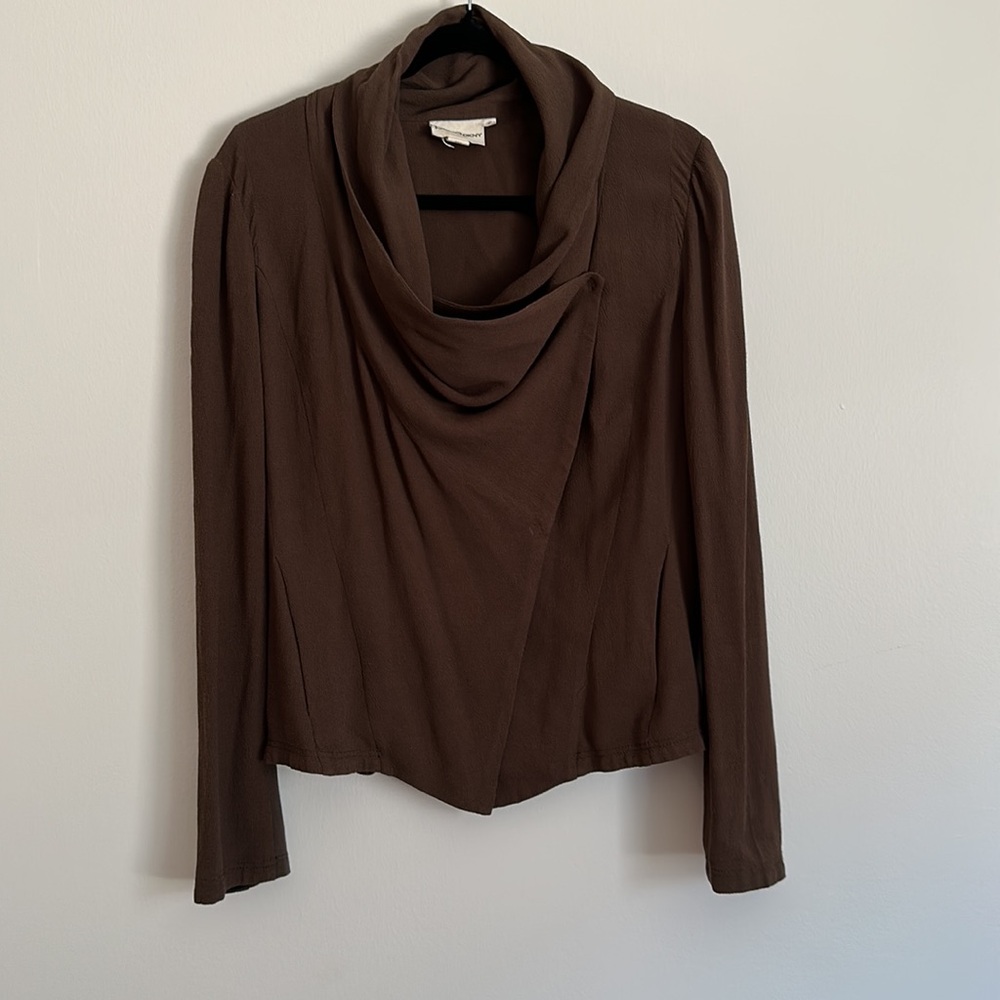 Pure DKNY Chocolate Brown Draped Wrap Jacket